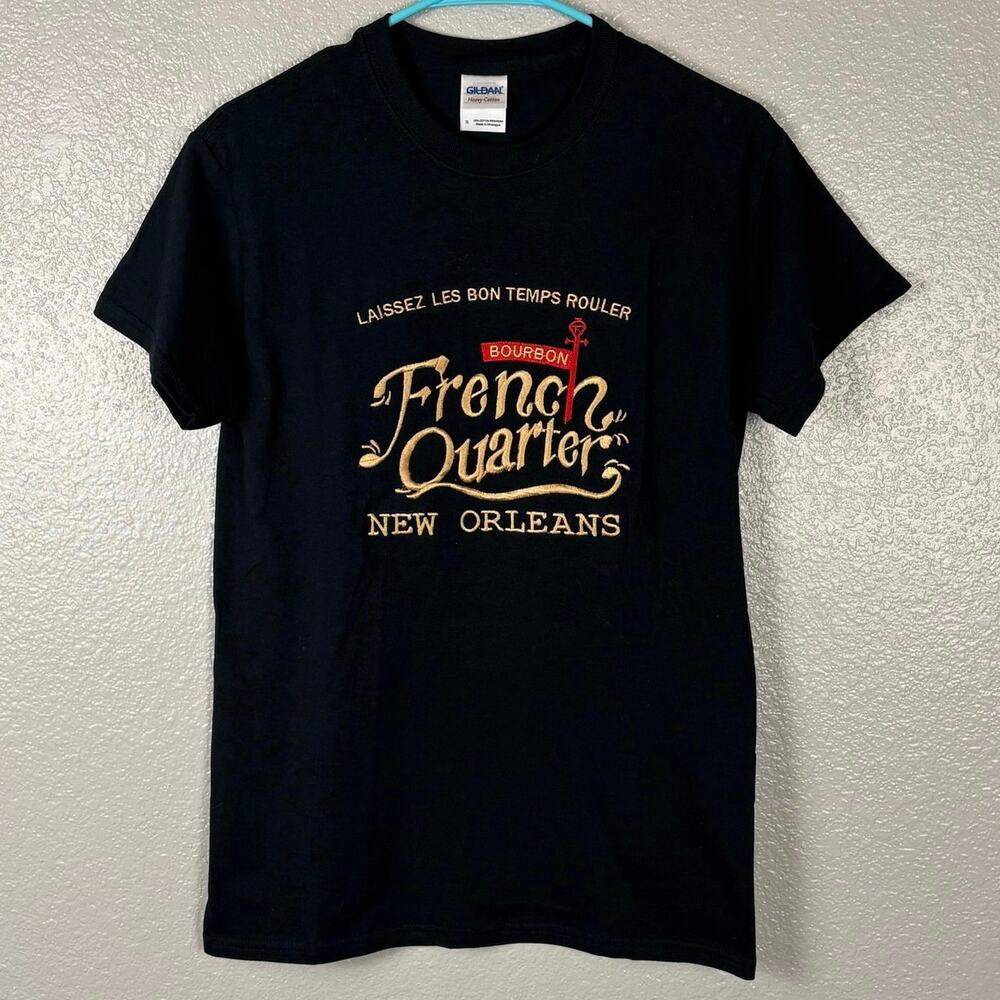 VTG Gildan Heavy Cotton Size S Black Bourbon French Quarter New Orleans T-Shirt